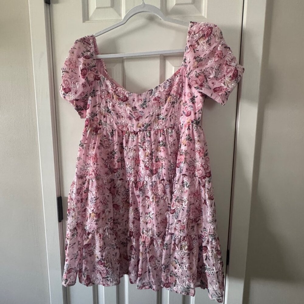 Blue Rain Womens Pink Floral Mini Dress Size S Small P3 - Picture 10 of 13